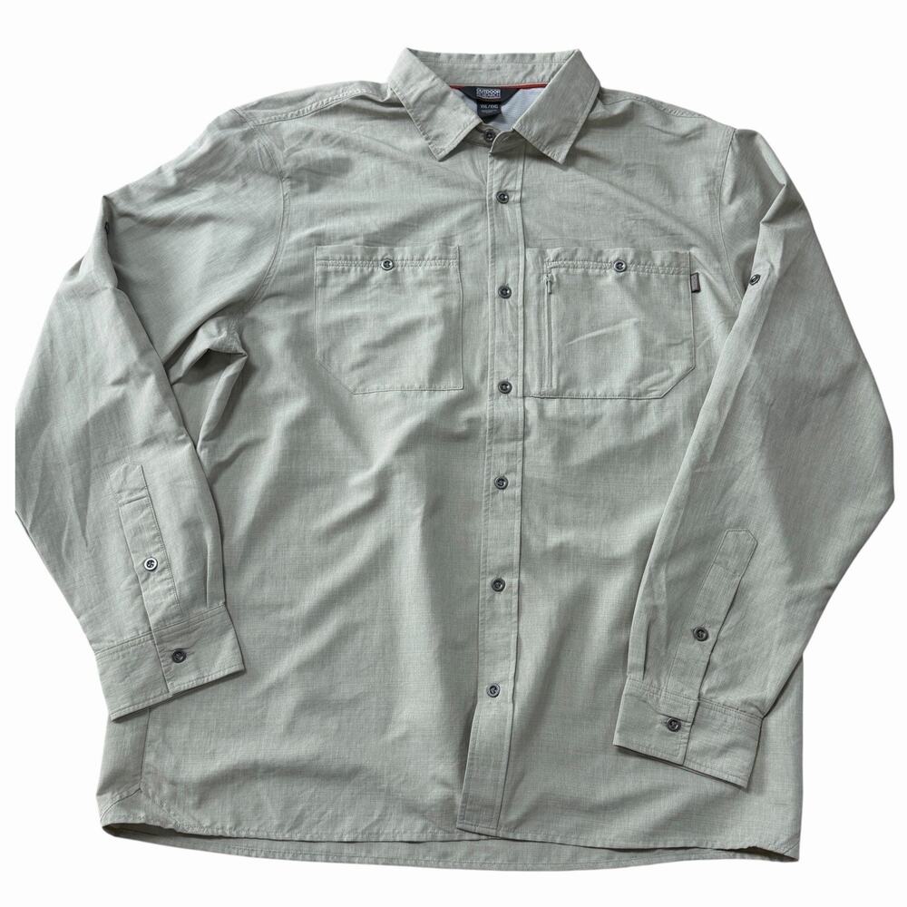 Outdoor Research Shirt XXL Khaki Tan Wayward Long Sleeve Button Up Bug Repellant